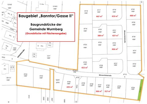Die Gemeinde Wurmberg veräußert insgesamt 10 Wohnbaugrundstücke im Neubaugebiet "Banntor/Gasse II".